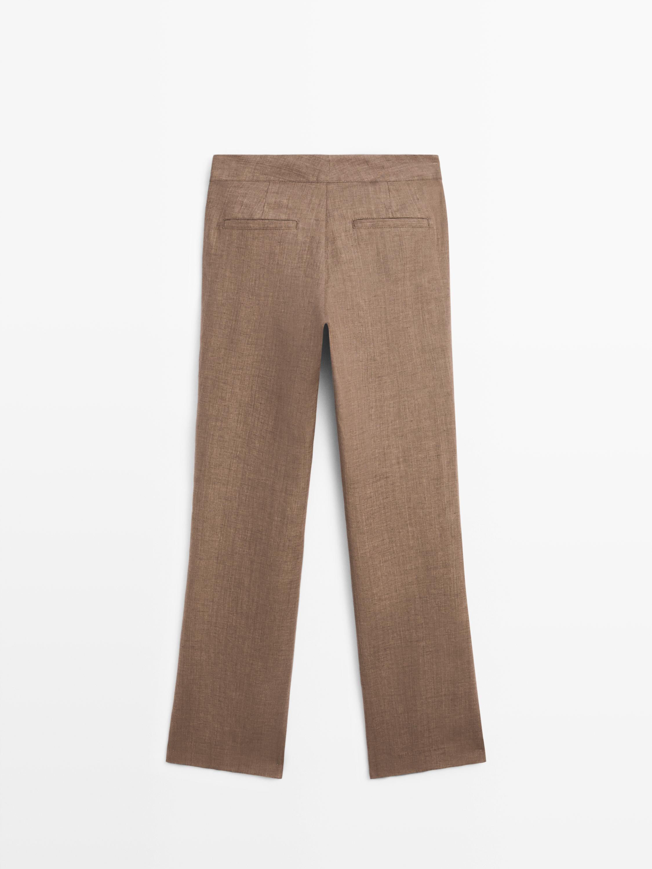 100% linen kick flare trousers